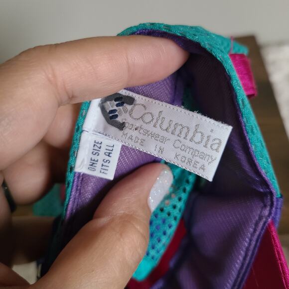 Vintage Columbia 90's Colorblock 5-Pantel Nylon Mesh Retro Hat One Size RARE - Picture 9 of 11